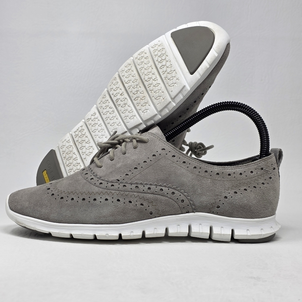 Cole Haan Shoes Womens 8 B ZeroGrand Wingtip Oxford Gray Suede Casual W14477